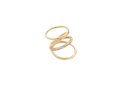 Gold Plated CZ Studded Stack Ring